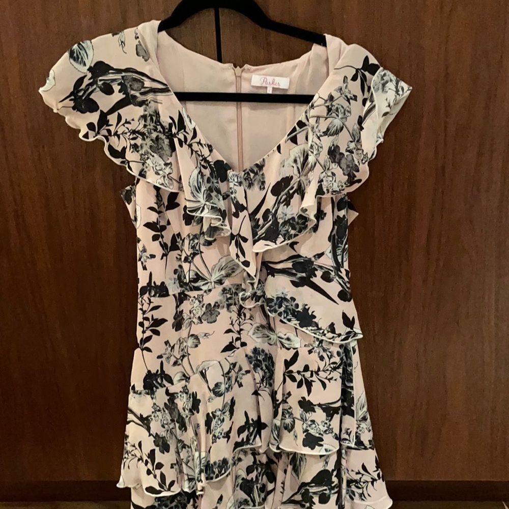 Parker pink patterned A line dress size 4